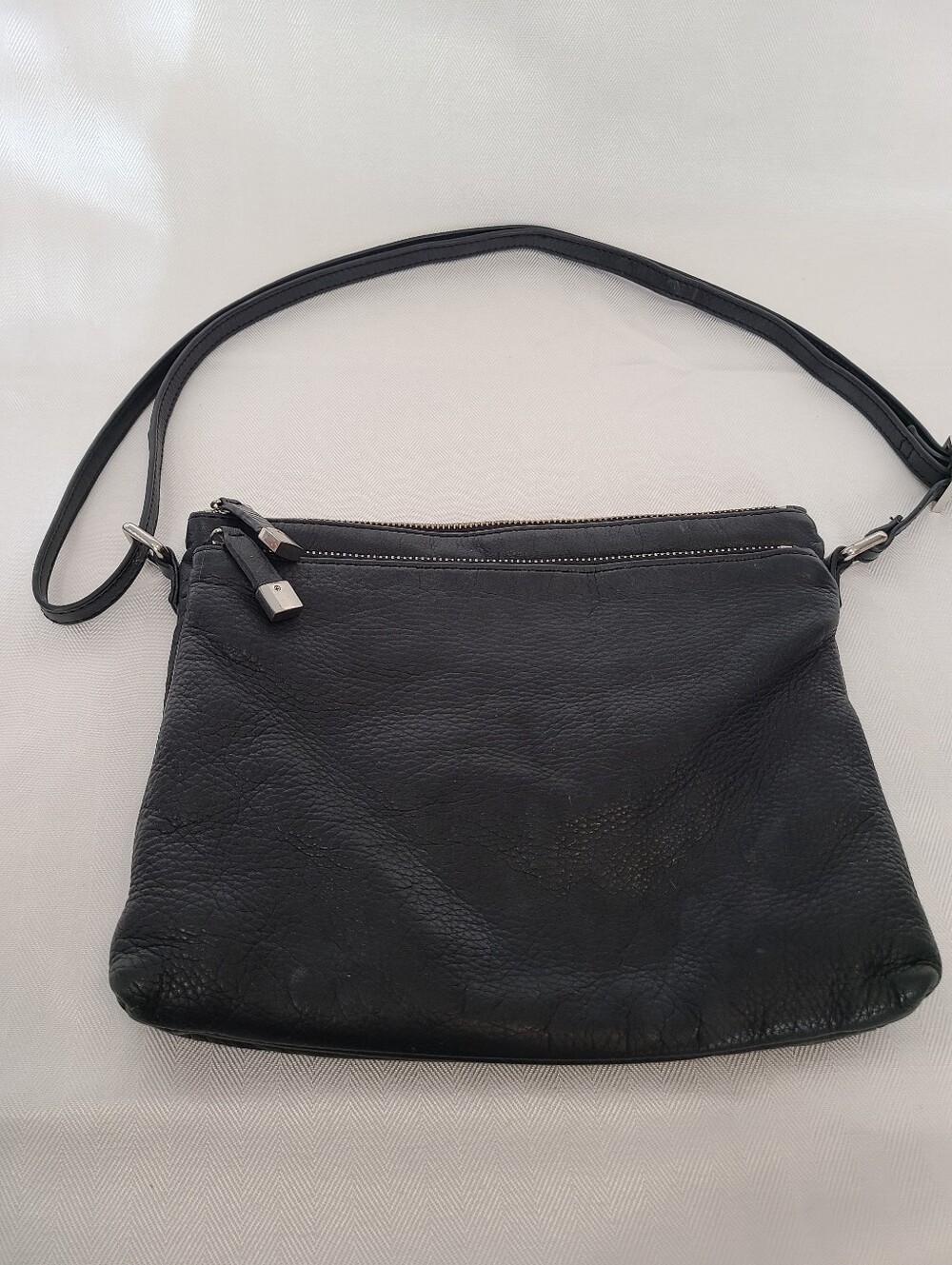 Margot New York pebbled black leather crossbody bag